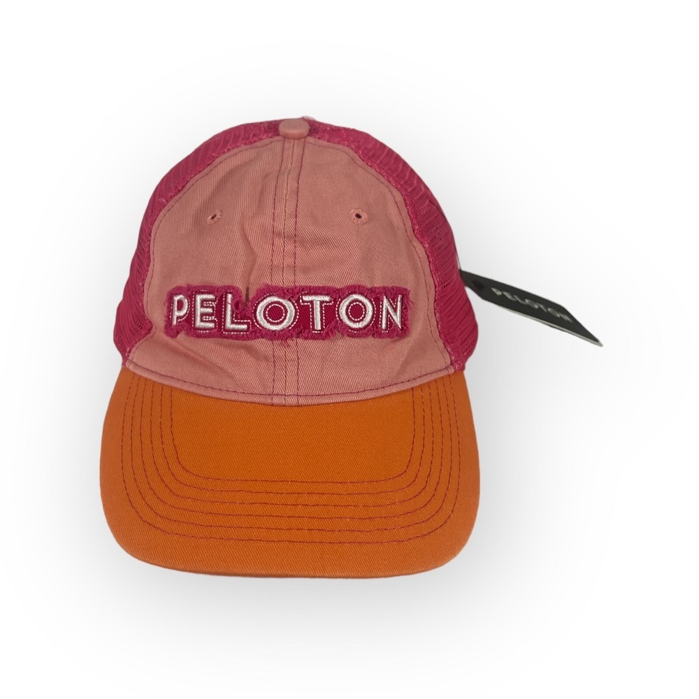 PELOTON Color Block Cap NWT  Adjustable Trucker Hat Pink Orange TRENDY!!‎